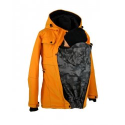 Shara Nosící Softshelová bunda -jaro/podzim -pro přední nošení - med/šedý maskáč
