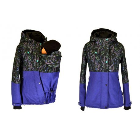 Shara Nosící Softshelová bunda -jaro/podzim -pro přední nošení - modrofialová/bylinky