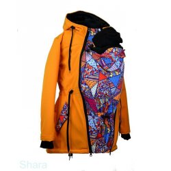 Shara babywearing coat - spring/autumn - Petrol and crazy triangles