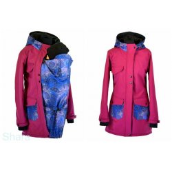 Shara Nosící Softshelový kabát -ZIMA -fuchsie/modrorůžová obloha