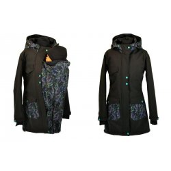 Shara Nosící Softshelový kabát -ZIMA - černá/bylinky
