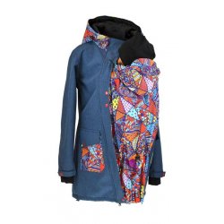 Shara Nosící Softshellový kabát -ZIMA - žíhaný+bláznivé trojúhelníky