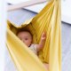 NONOMO® SWINGING HAMMOCK-SET BABY CLASSIC WITH POLYESTER MATTRESS AND CEILING FIXTURE- Mustard