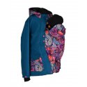 Shara Nosící Softshelová bunda -ZIMA -pro přední nošení - petrolej s ornamenty
